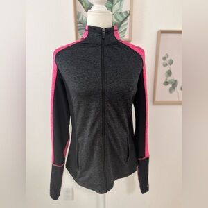 Xersion Full Zip Pink/Black/Grey Activewear Jacket